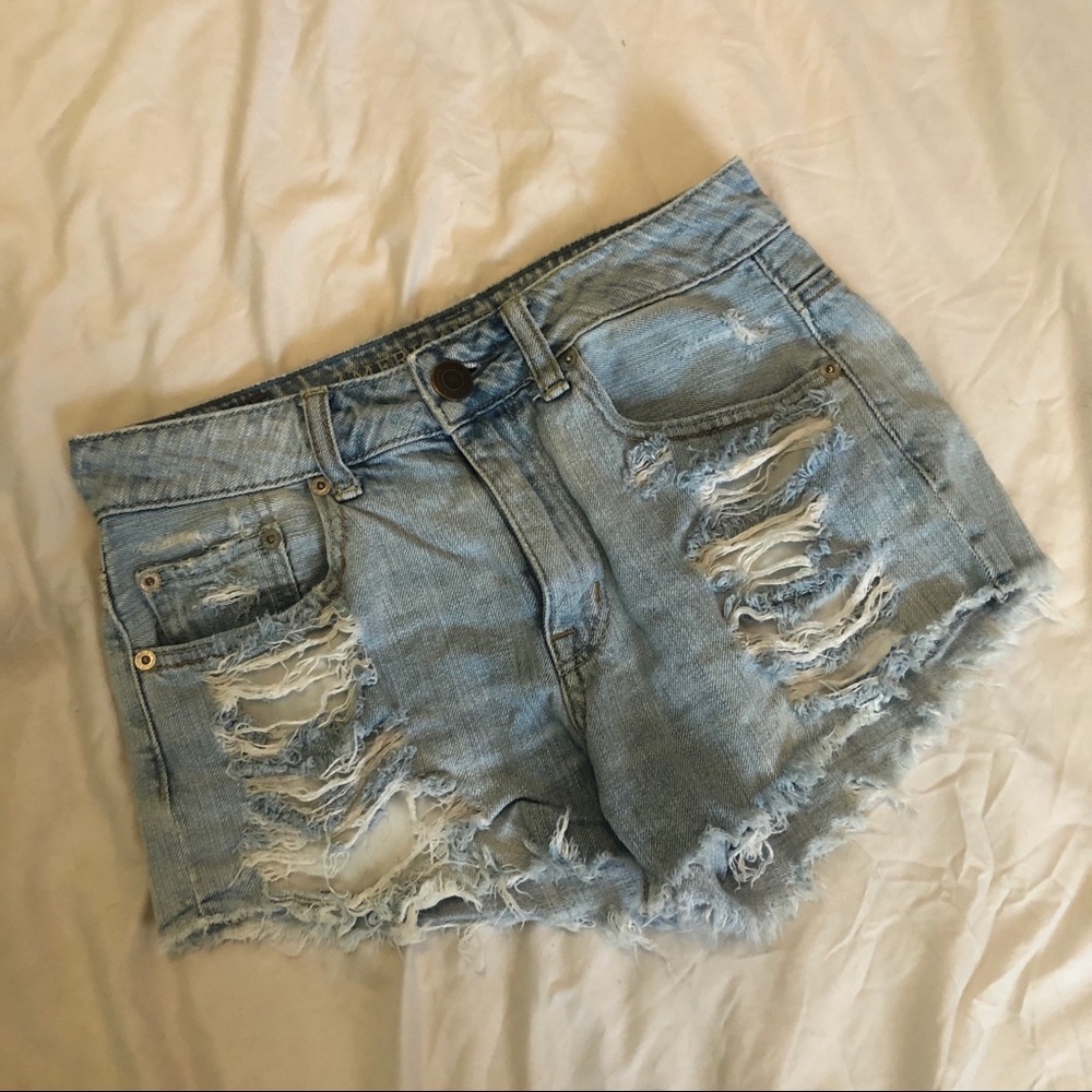 ripped american eagle jean shorts